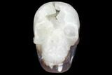 Polished Agate Skull with Quartz Crystal Pocket #148097-1